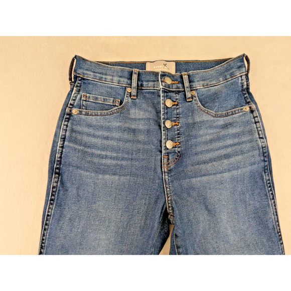 Everlane sz 27 The Vintage Skinny Jeans ankle button fly stretchy 0133 - Picture 2 of 5